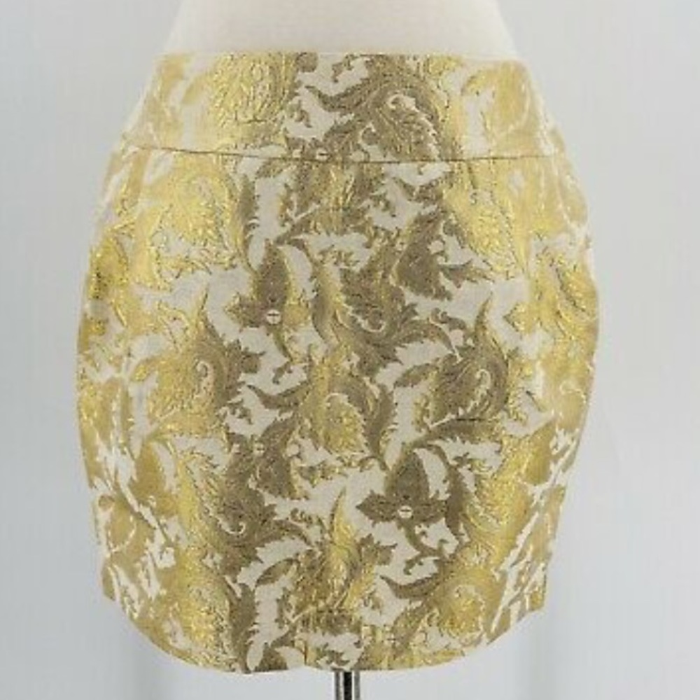 Revolve Line & Dot Gold Brocade Mini Skirt Size XS